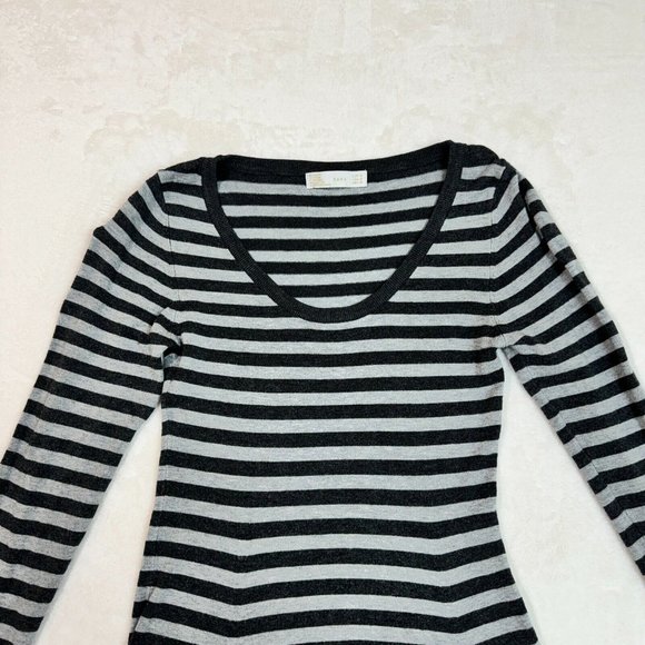 Zara Women's M Striped Midi Long Sleeve Pencil Bodycon Dress - Casual Fashion - Picture 2 of 14